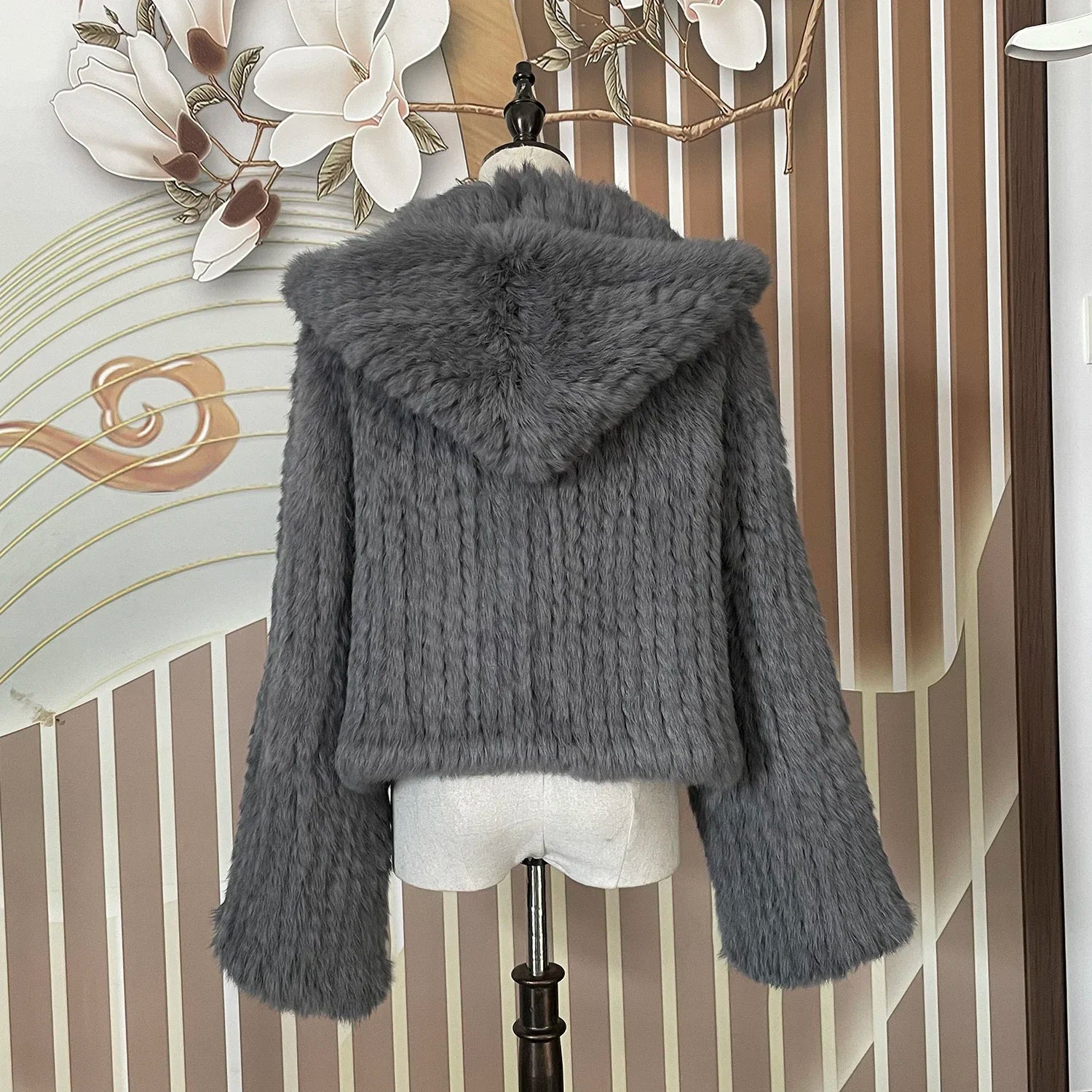 Casaco Feminino De Lã Grosso Com Capuz - Promoção De Inverno 2025