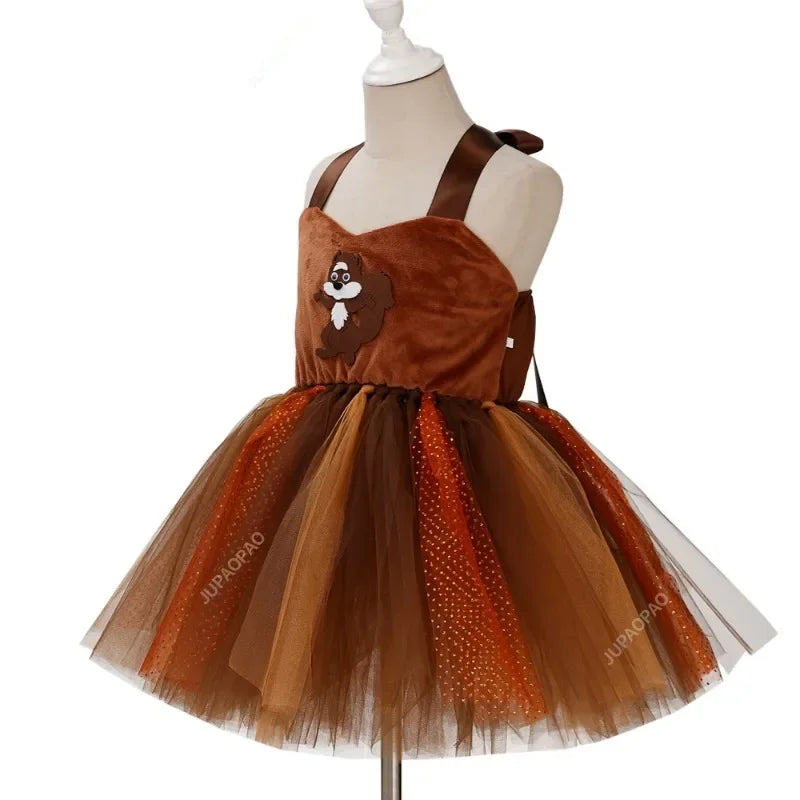Fantasia Infantil Menina Princesa Esquilo Mundo Animal Kids - Promoção de Carnaval 2025