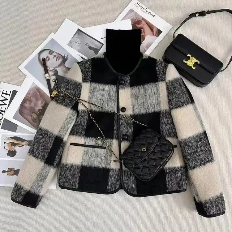 Casaco Feminino Acolchoado Com Estampa Xadrez - Promoção De Inverno 2025