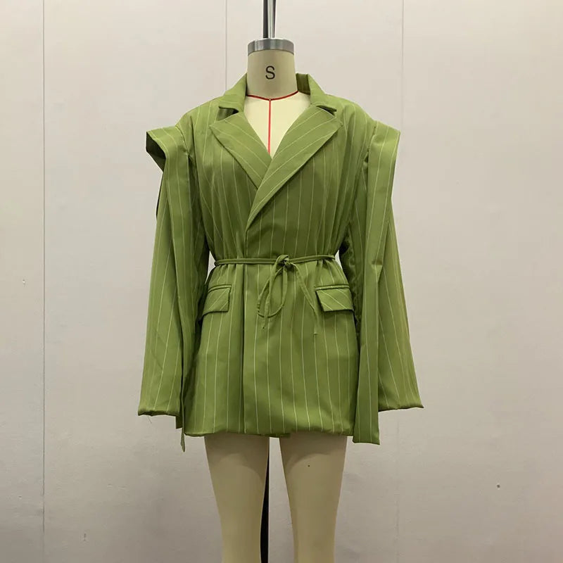 Casaco Feminino Casual Estilo Blazer Com Cinto - Promoção De Inverno 2025