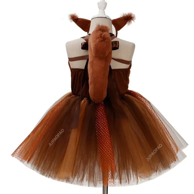 Fantasia Infantil Menina Princesa Esquilo Mundo Animal Kids - Promoção de Carnaval 2025