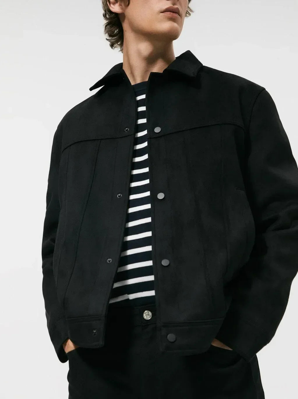 Jaqueta Masculina Com Botões E Lapela - Promoção De Inverno 2025