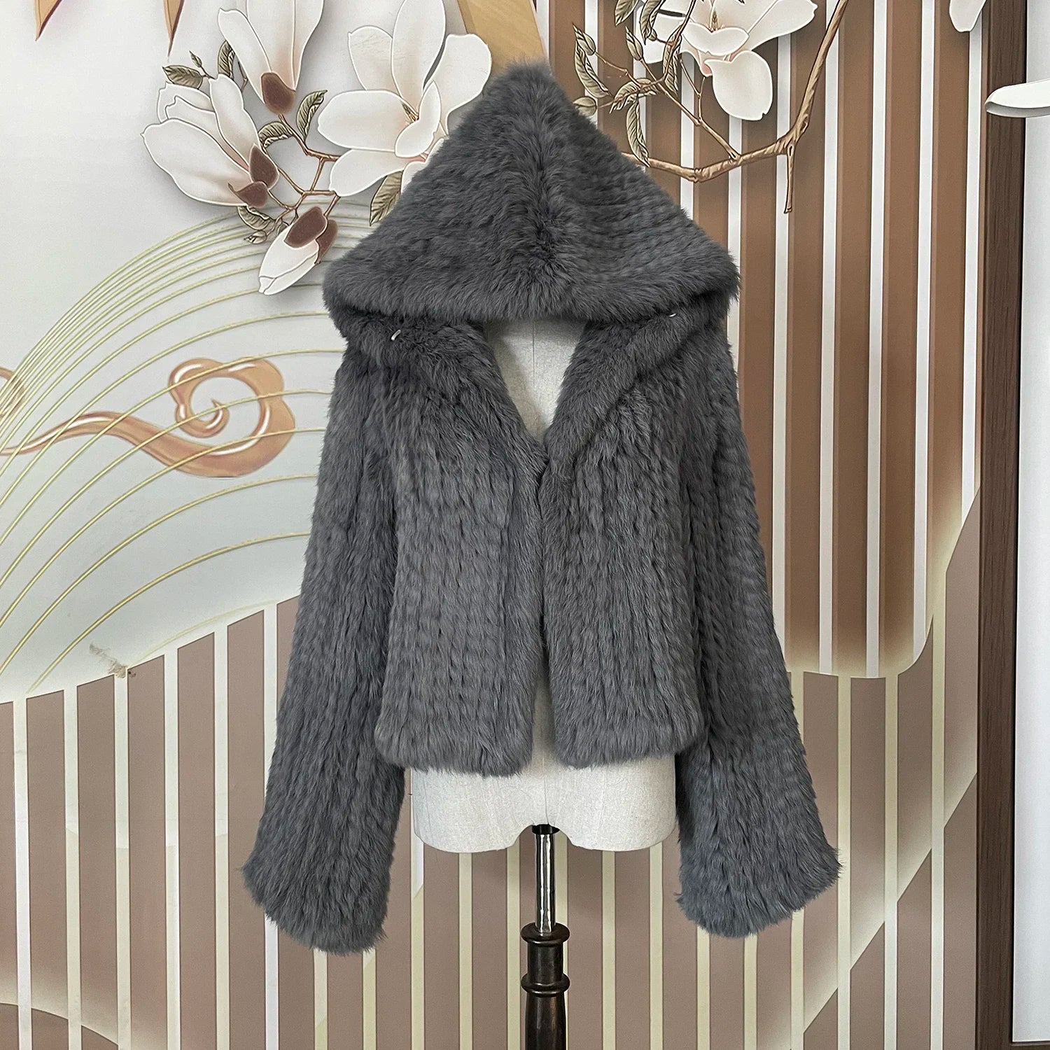 Casaco Feminino De Lã Grosso Com Capuz - Promoção De Inverno 2025