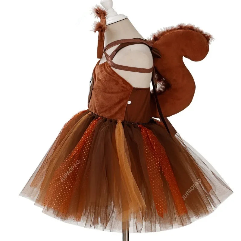 Fantasia Infantil Menina Princesa Esquilo Mundo Animal Kids - Promoção de Carnaval 2025