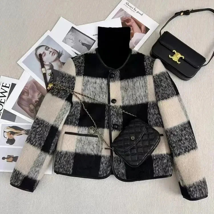 Casaco Feminino Acolchoado Com Estampa Xadrez - Promoção De Inverno 2025