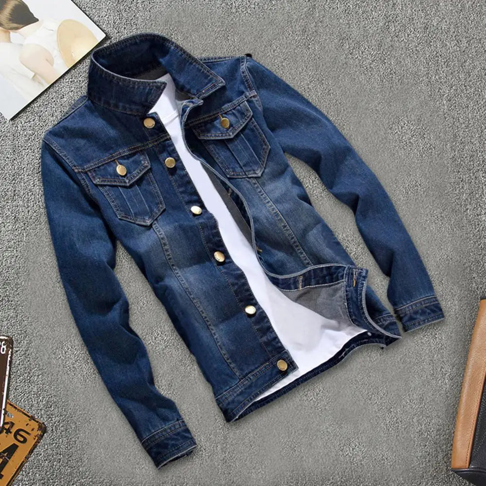 Jaqueta Masculina Básica Com Bolsos E Botões de Metal - Promoção De Inverno 2025