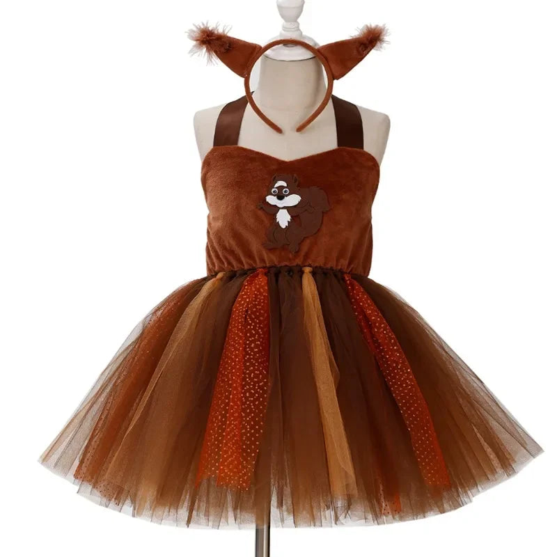 Fantasia Infantil Menina Princesa Esquilo Mundo Animal Kids - Promoção de Carnaval 2025
