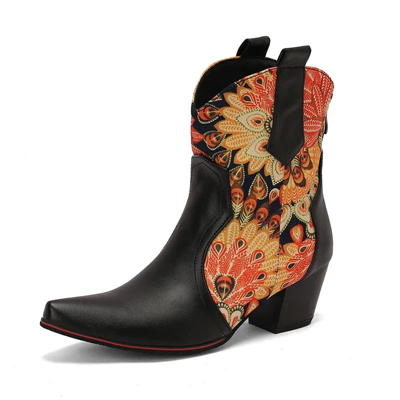 Bota Feminina Estampa Florida Bico Fino - Promoção De Inverno 2025