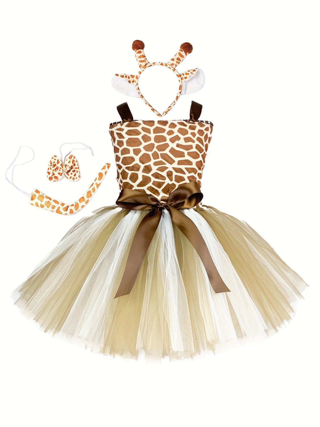Fantasia Infantil Feminina Girafa Com Saia De Tule E Acessórios Fantasia Rica De Detalhes - Promoção de carnaval 2025
