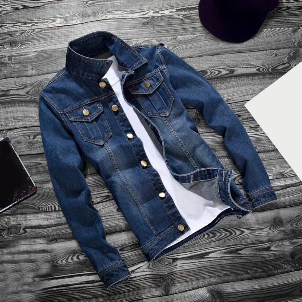 Jaqueta Masculina Básica Com Bolsos E Botões de Metal - Promoção De Inverno 2025