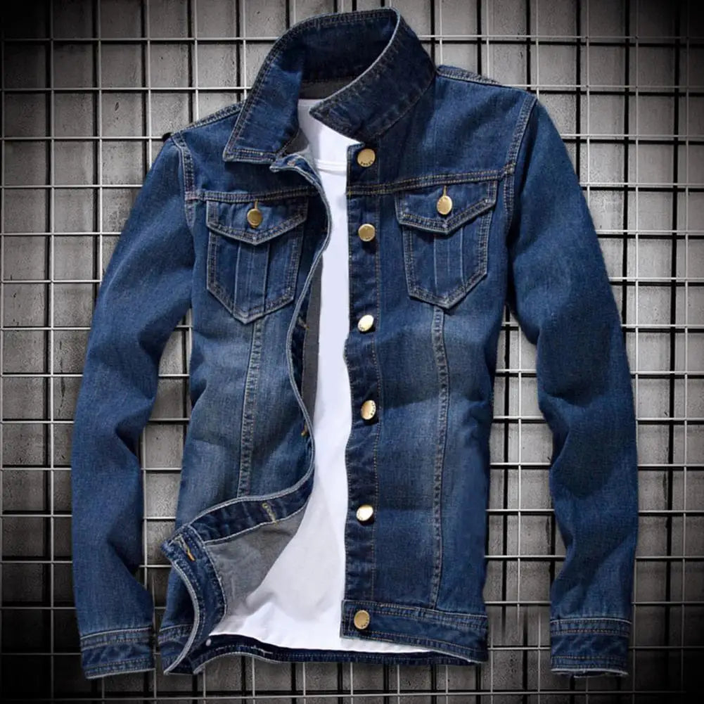 Jaqueta Masculina Básica Com Bolsos E Botões de Metal - Promoção De Inverno 2025