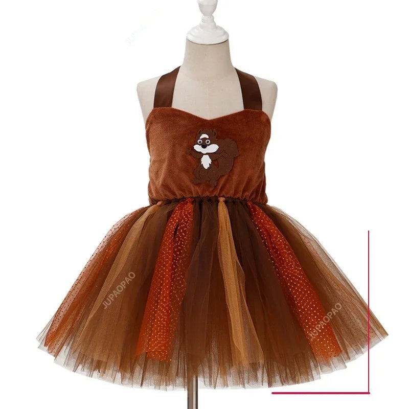 Fantasia Infantil Menina Princesa Esquilo Mundo Animal Kids - Promoção de Carnaval 2025