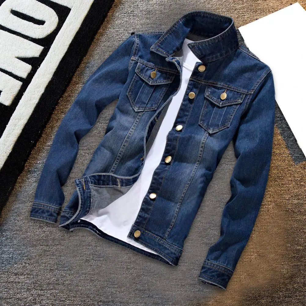 Jaqueta Masculina Básica Com Bolsos E Botões de Metal - Promoção De Inverno 2025