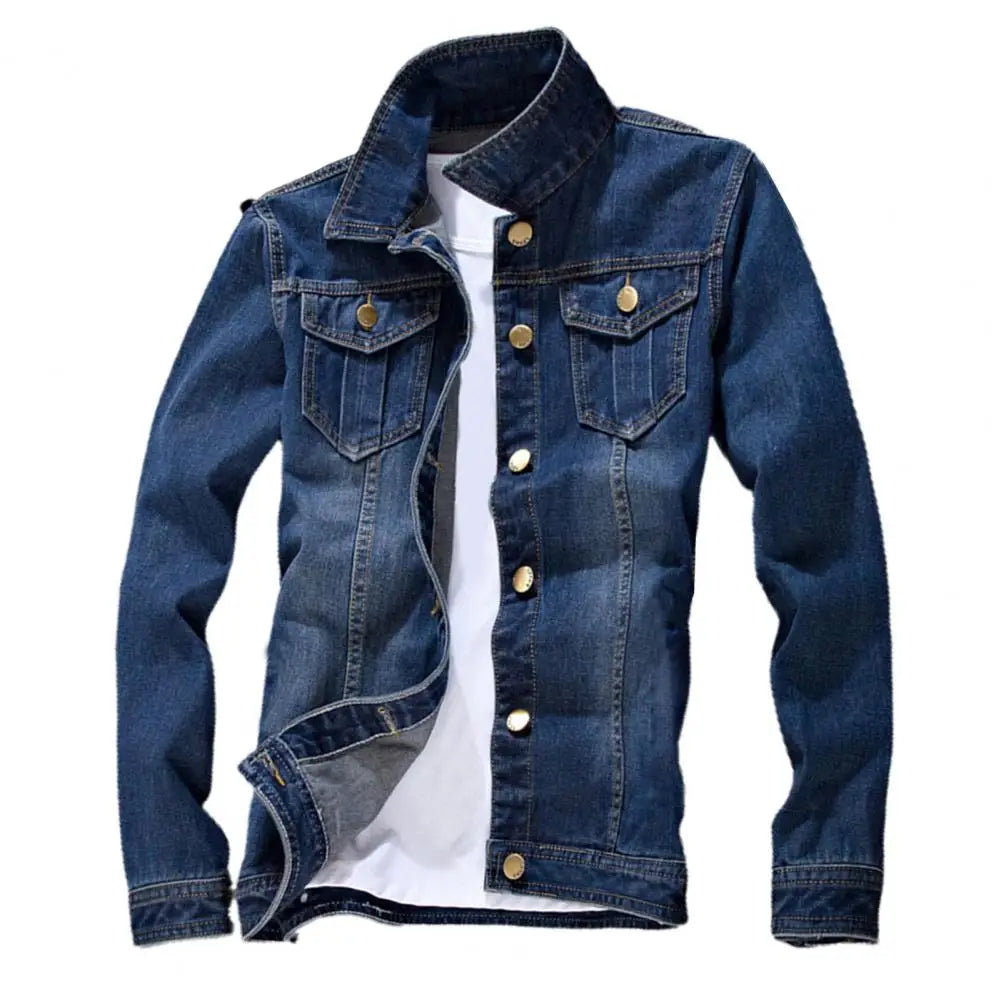 Jaqueta Masculina Básica Com Bolsos E Botões de Metal - Promoção De Inverno 2025