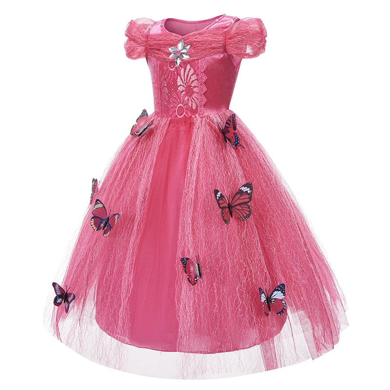 Fantasia Infantil Feminina Para Aniversário Vestido Decorado Com Borboletas Alta Qualidade