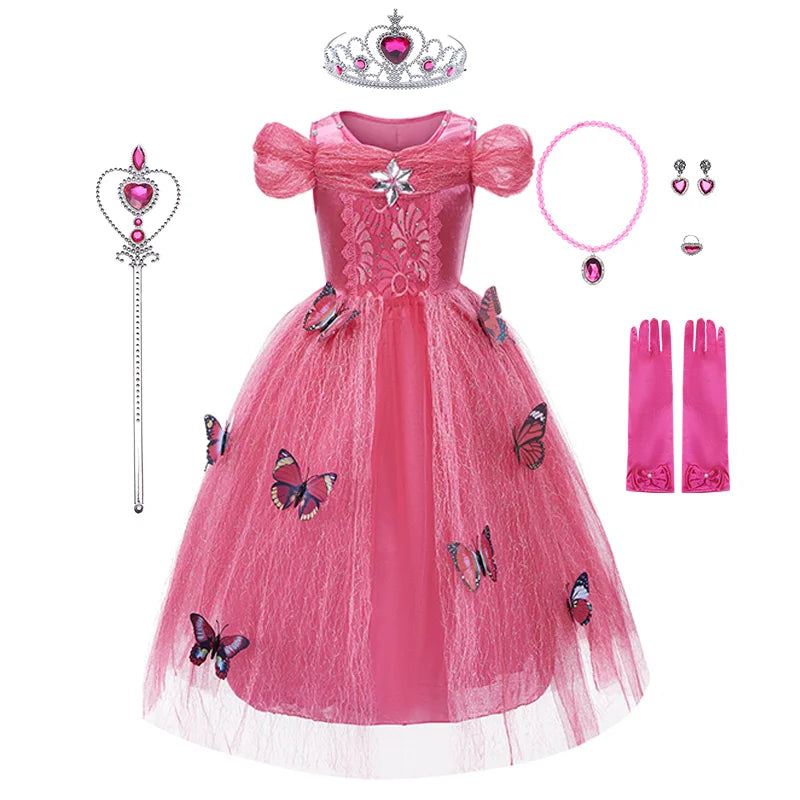 Fantasia Infantil Feminina Para Aniversário Vestido Decorado Com Borboletas Alta Qualidade