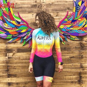 Conjunto Feminino de Ciclismo Manga Longa Kafitt Rainbow