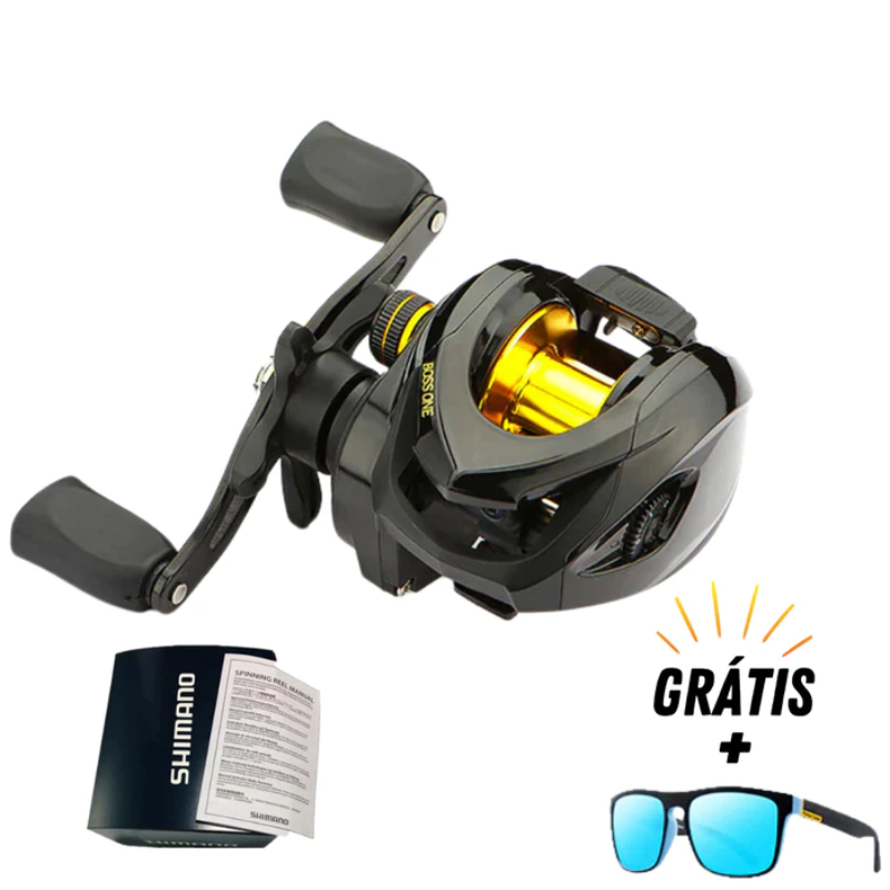 Carretilha Boss One - 15kg de Drag 7.2:1 + Óculos de Proteção UV+