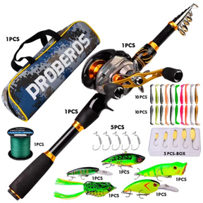 Kit Pesca Carretilha Completo - Proberos + Iscas Artificias - Promoção de Setembro