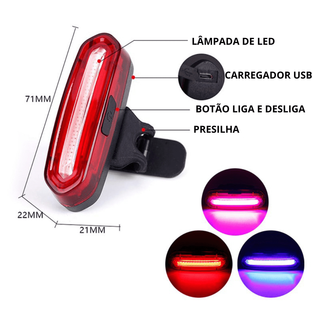 Farol para Bicicleta com Luz de LED