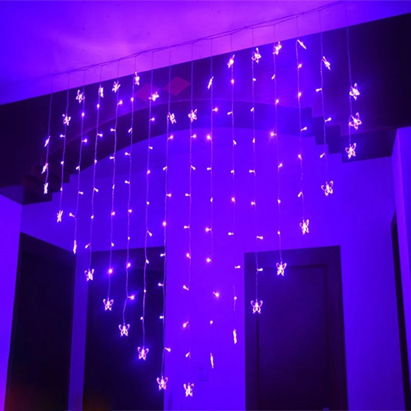 Cortina De Luzes De LED Decoração Para Festas Luzes Em Formato Coração