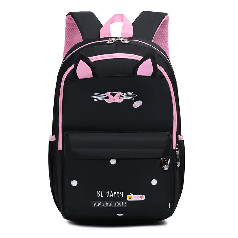 Mochila Escolar Infantil Feminina Modelo Gatinho Com Compartimentos