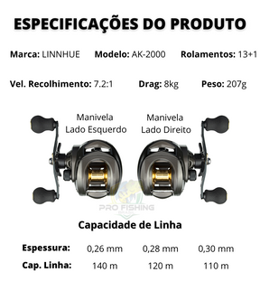 Nova Carretilha Premium LURE PRO AK-2000 - Lançamento 2024 - Frete Grátis