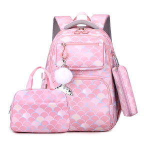 Kit Mochila Escolar Infantil Feminina Impermeável Com Chaveiro Mochila Estampada