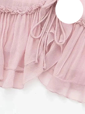 Camisa Feminina Modelo Bata Com Babados E Amarração