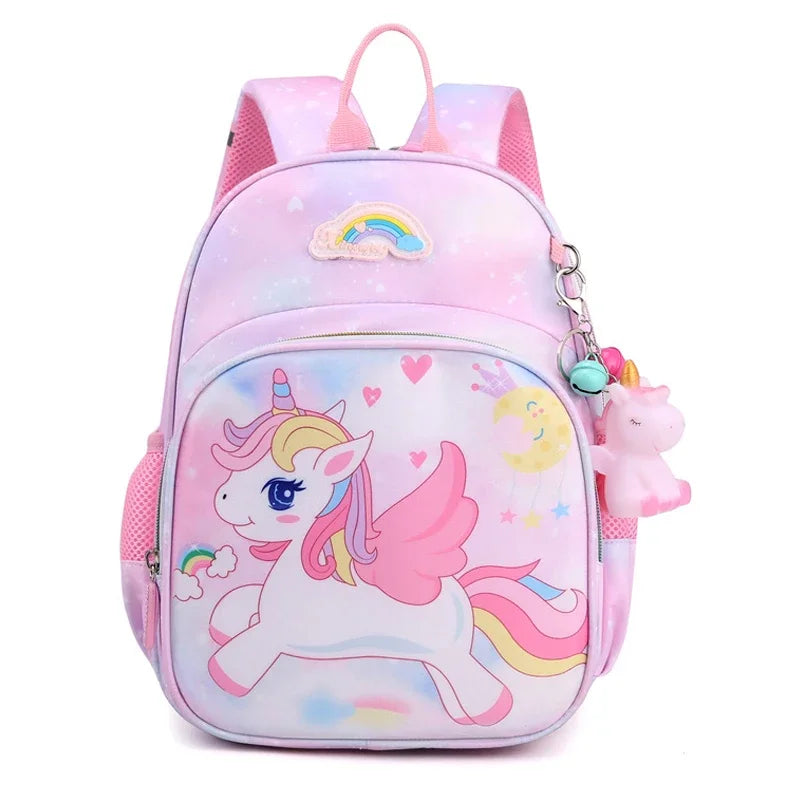 Mochila Escolar Feminina Infantil Design Unicórnio Com Chaveiro