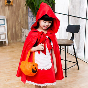 Fantasia Infantil Feminina Chepéuzinho Vermelho Acompanha Bolsa Abóbora Fantasia Halloween