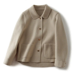 Casaco Elegante Feminino De Cor Sólida Com Botões  - Promoção De Inverno 2025