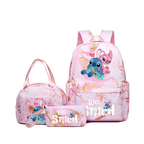 Conjunto De Mochila Infantil Stitch Material De Alta Qualidade