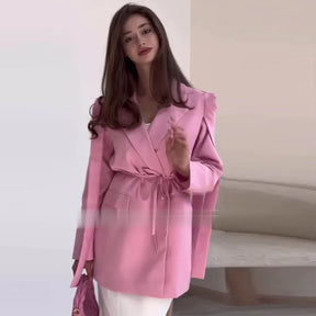 Casaco Feminino Casual Estilo Blazer Com Cinto  - Promoção De Inverno 2025