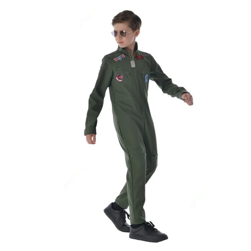 Fantasia Infantil Masculina Macacão Força Aérea Americana Design Realista