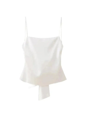 Camisa Feminina Tendência Com Laço Ajustável Nas Costas