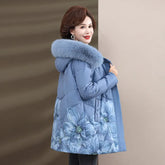 Jaqueta Acolchoada Estampada Com Capuz De Pelúcia  - Promoção De Inverno 2025
