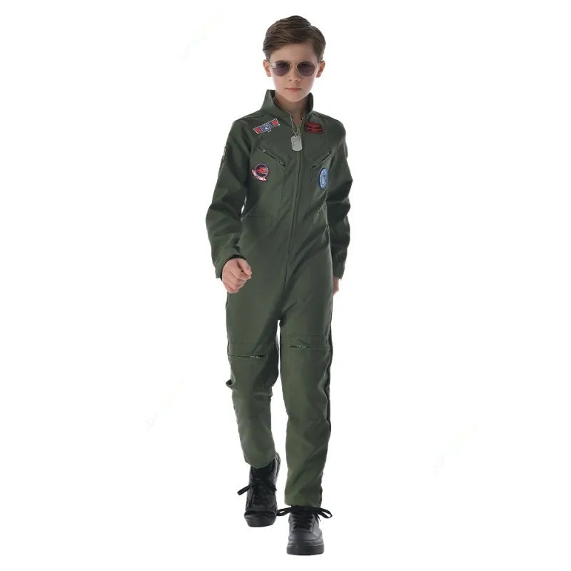 Fantasia Infantil Masculina Macacão Força Aérea Americana Design Realista