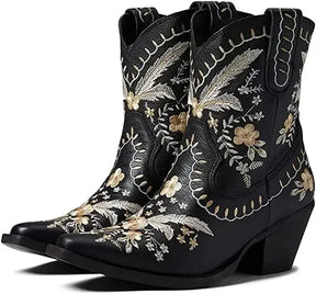 Bota Cano Curto Moda Country Com Bordado Floral - Promoção De Inverno 2025
