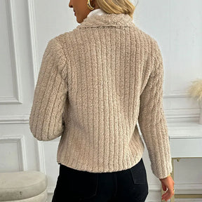 Casaco Feminino De Veludo Com Lapela Grande - Promoção De Inverno 2025