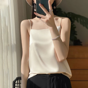 Camisa Feminina Acetinada Moda Solta Elegante Versátil
