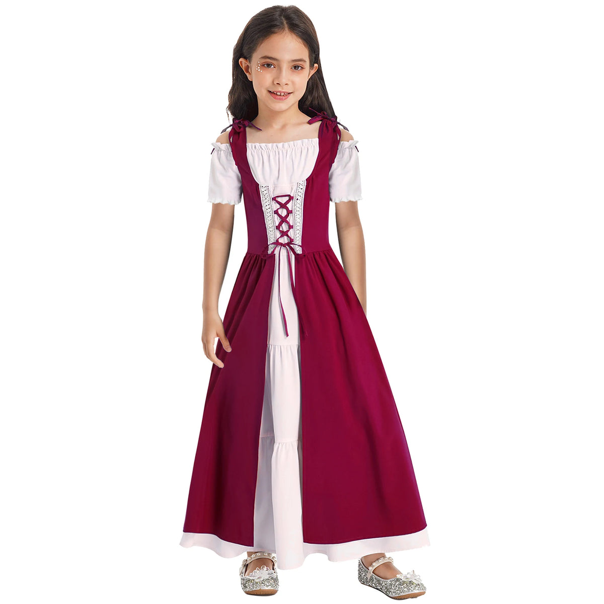 Fantasia Infantil Feminina Vestido Vintage Renascentista Medieval Excelente Acabamento