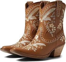 Bota Cano Curto Moda Country Com Bordado Floral - Promoção De Inverno 2025