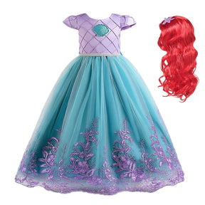 Fantasia Infantil Feminina Vestido Princesa Ariel Com Acessórios de Alta Qualidade