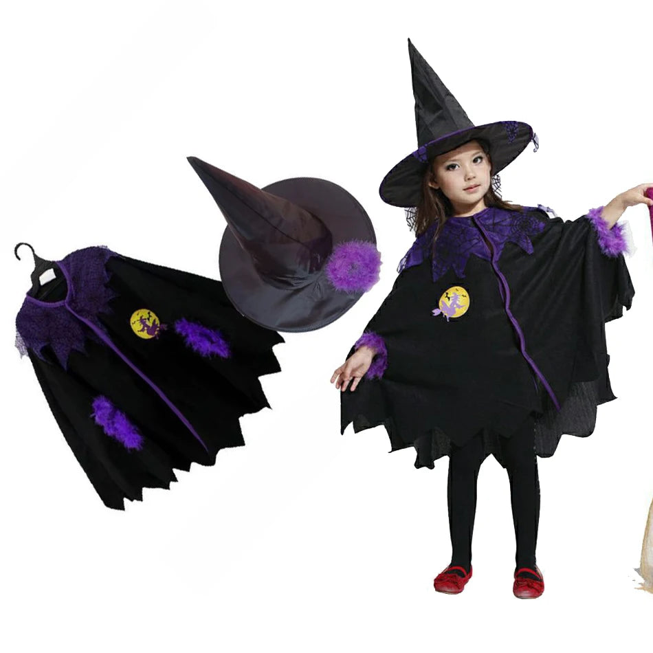 Fantasia Infantil Feminina Bruxa Halloween Com Acessórios