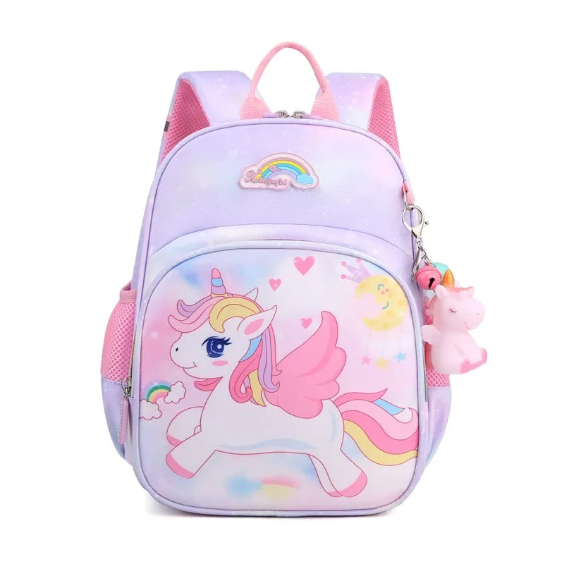 Mochila Escolar Feminina Infantil Design Unicórnio Com Chaveiro