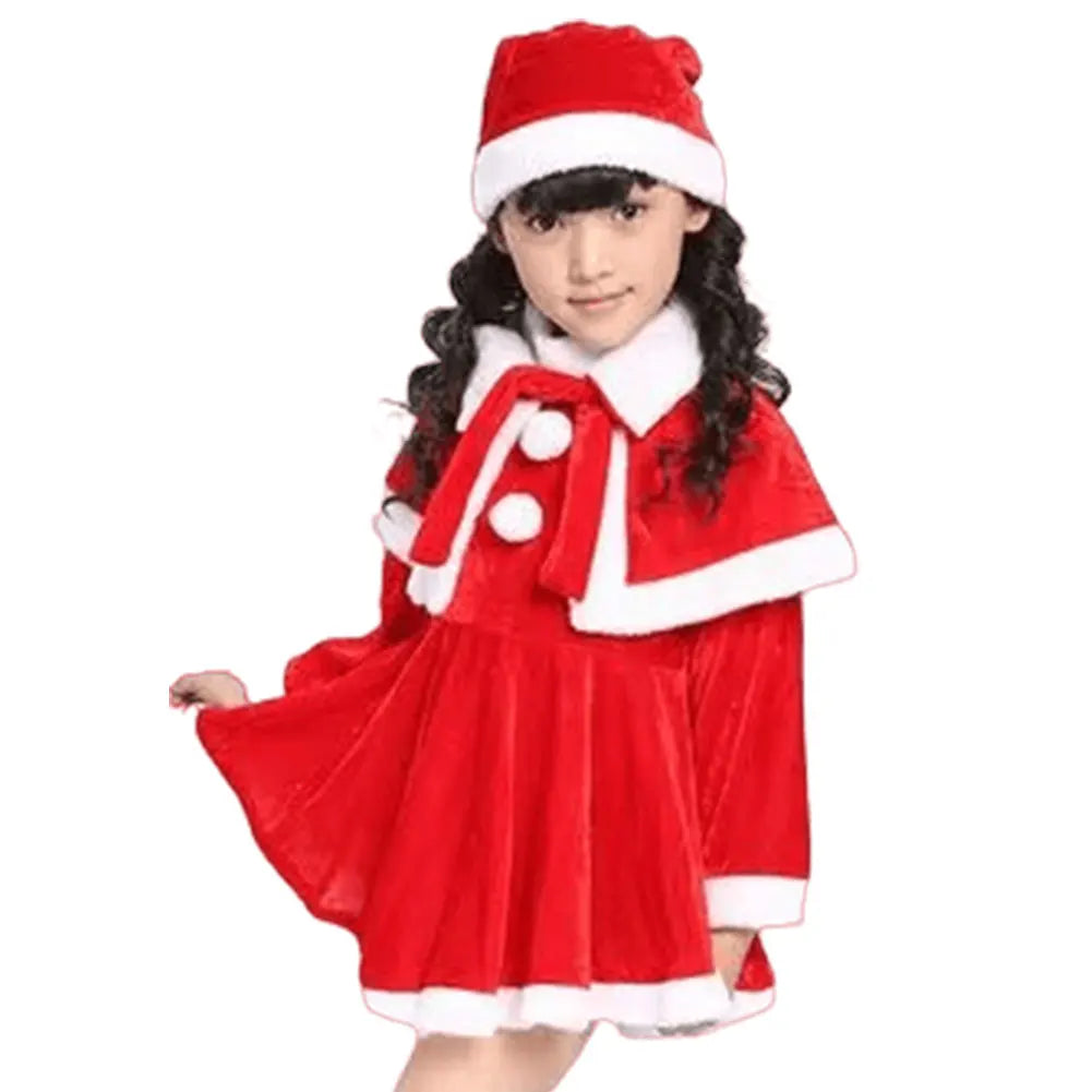 Fantasia Infantil Feminina Mamãe Noel Com Gorro Material De Qualidade