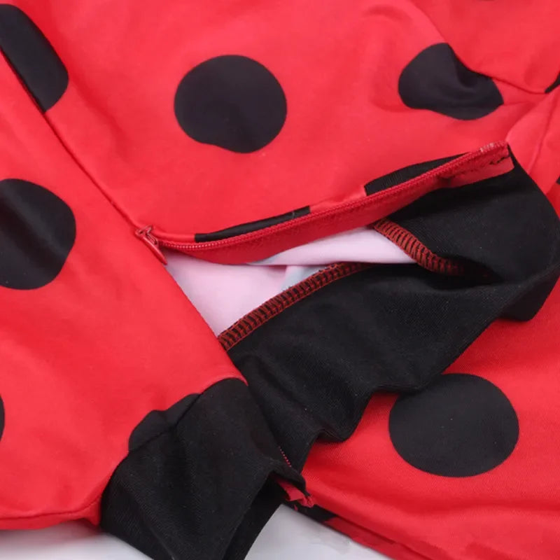 Fantasia Infantil Feminina Lady Bug Com Acessórios Macacão De Qualidade