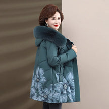 Jaqueta Acolchoada Estampada Com Capuz De Pelúcia  - Promoção De Inverno 2025