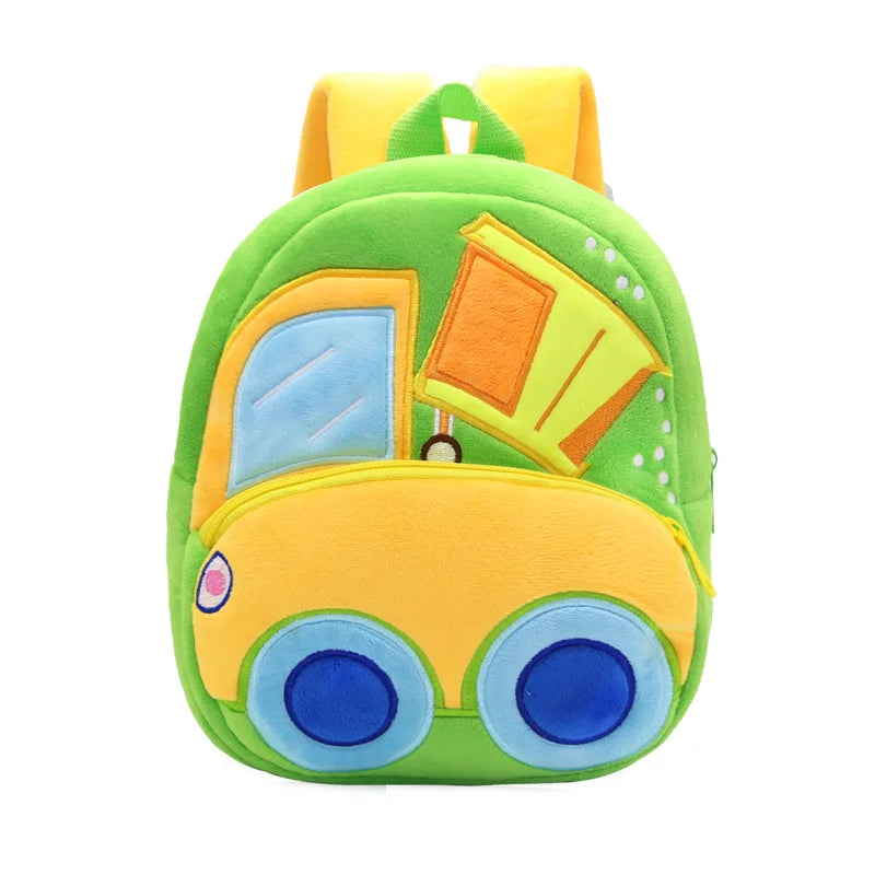 Mochila Infantil De Pelúcia Design Carrinho Material Confortável